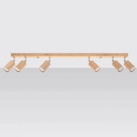 Sollux Lighting BERG 6 LED loftspot, naturligt træ, IP20, 220-240V, maks 50W, CE RoHS
