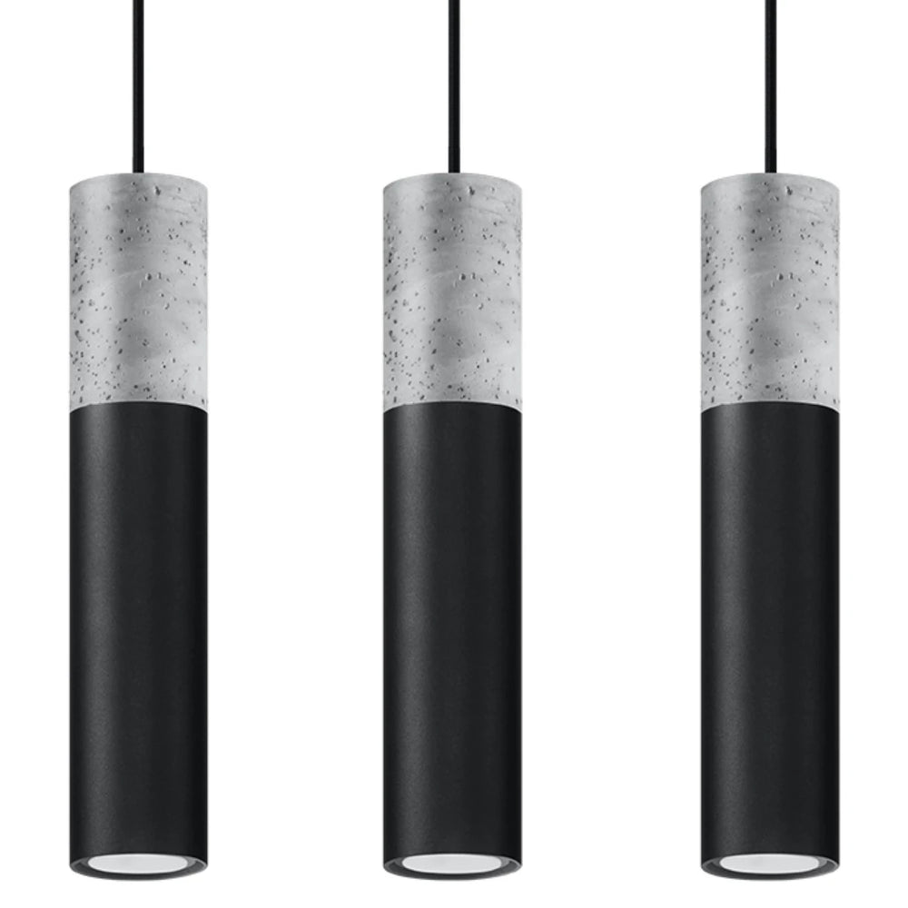 Sollux Lighting BORGIO 3L LED pendellampe, Sort Grå beton, 3 x GU10, IP20, 230V, CE
