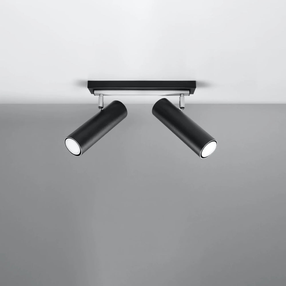 Sollux Lighting LED loftspot Sort Sølv, 2 x GU10, IP20, Aluminium, 220-240V, CE RoHS
