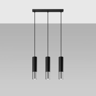 Sollux Lighting LED hængelampe Sort Krom LOOPEZ, 3x GU10 fatninger, IP20, aluminium, 220-240V