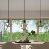 Sollux Lighting LED hængelampe træ POMPELMO, E27 fatning, IP20, 220-240V, Mat Guld Messing finish