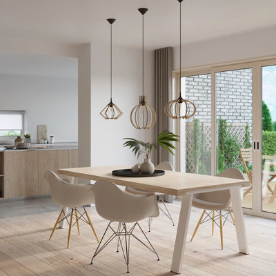 Sollux Lighting LED hængelampe træ POMPELMO, E27 fatning, IP20, 220-240V, Mat Guld Messing finish