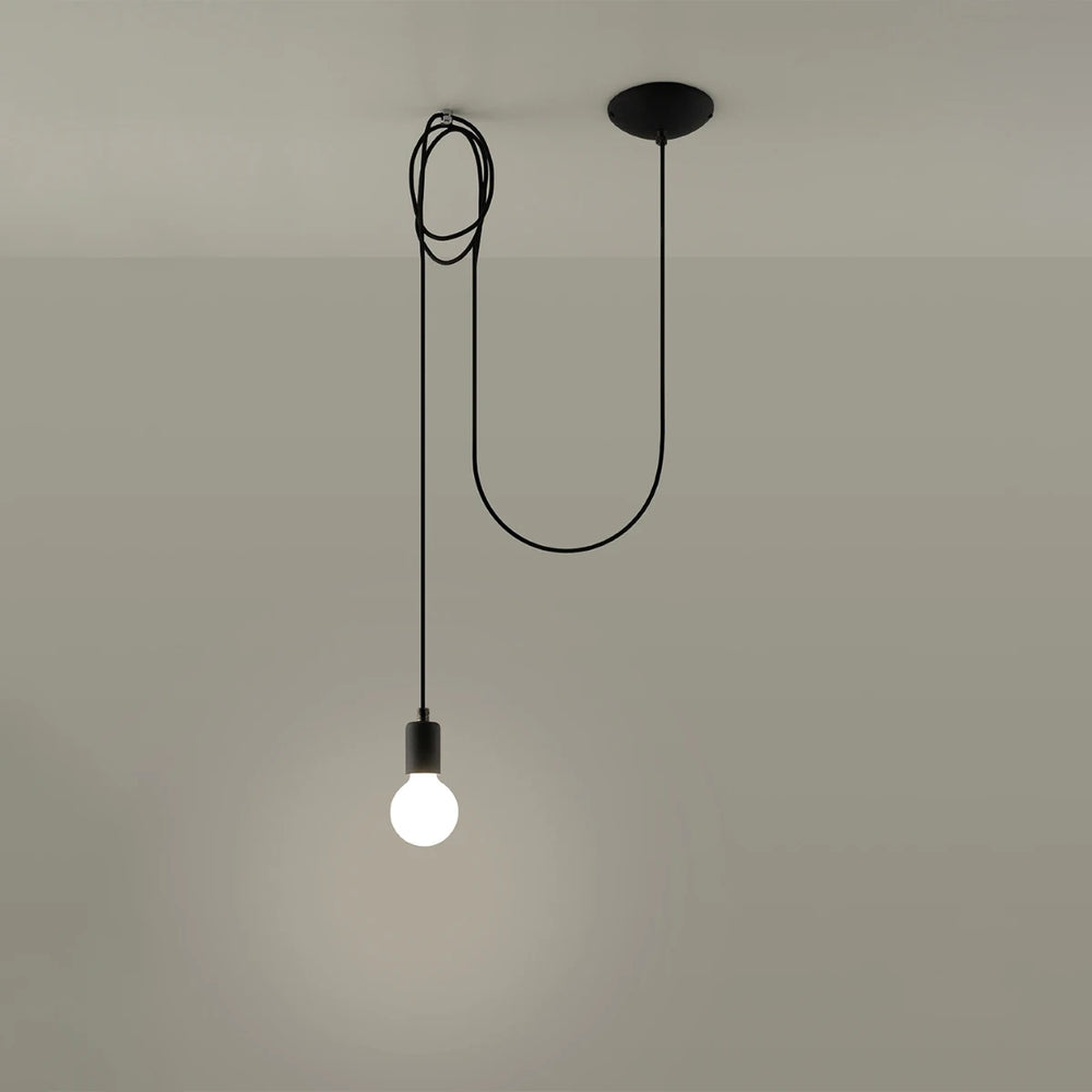 Sollux Lighting LED pendellampe Edison 1 Sort, 220-240V, IP20, 50W maks, Aluminium og Stål, CE RoHS