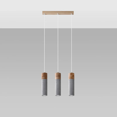 Sollux Lighting LED pendant lamp ZANE with 3 x GU10 sockets, Beton Wood finish, IP20, CE RoHS certified