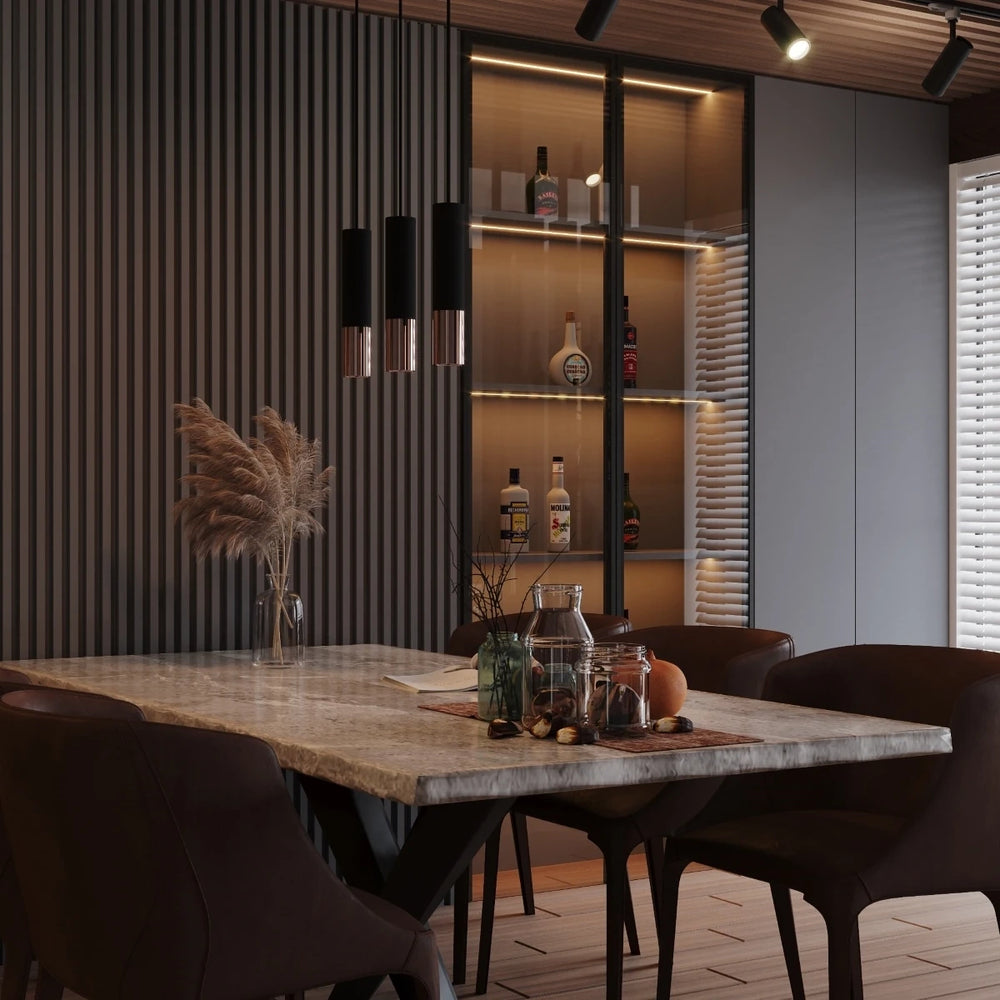 Sollux Lighting LED pendellampe LOOPEZ Sort Kobber, 1xGU10, E27 fatning, IP20, Aluminium, 220-240V