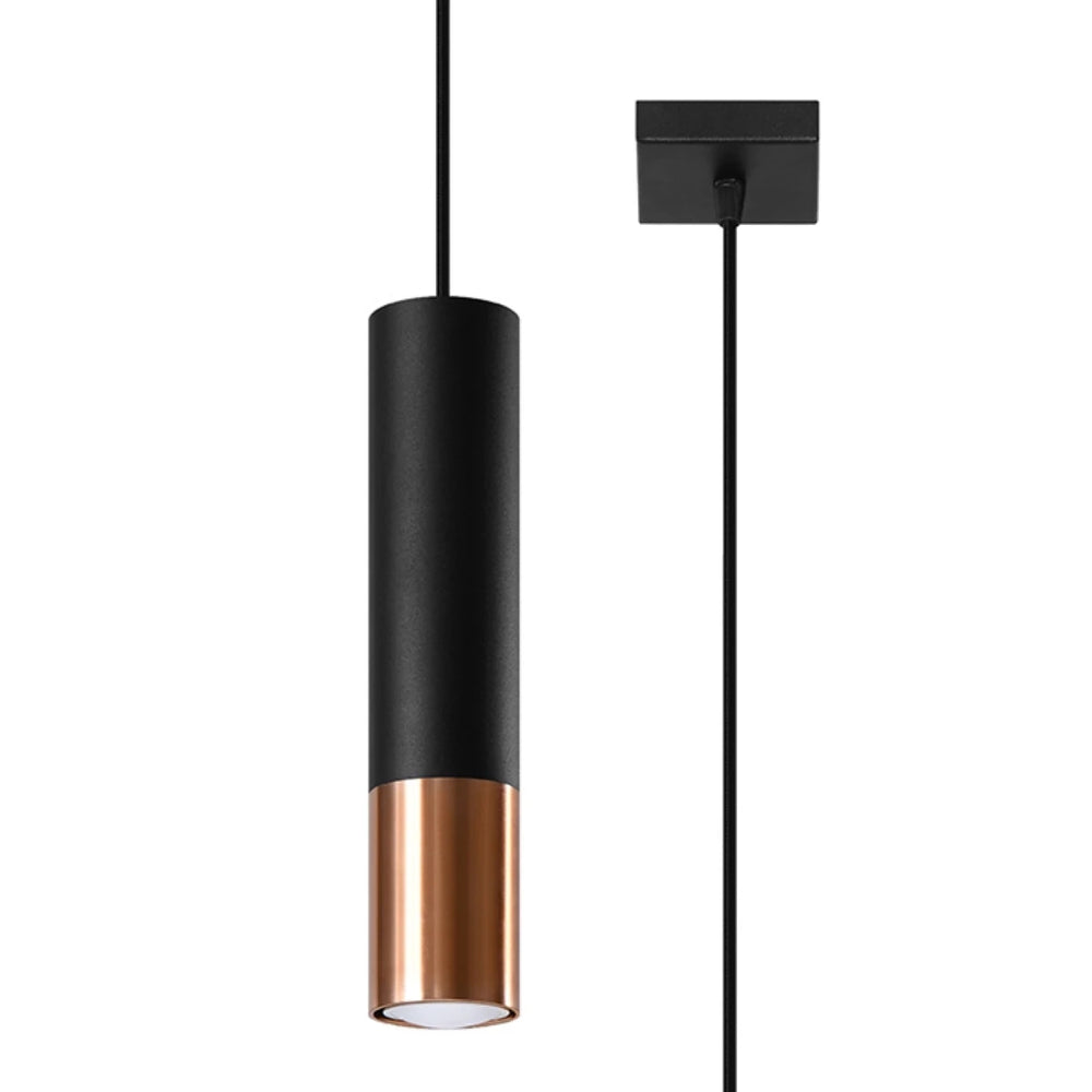 Sollux Lighting LED pendellampe LOOPEZ Sort Kobber, 1xGU10, E27 fatning, IP20, Aluminium, 220-240V