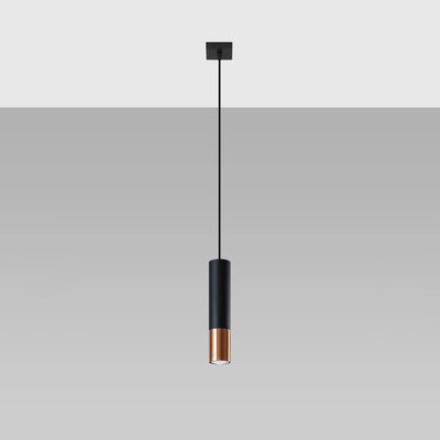 Sollux Lighting LED pendellampe LOOPEZ Sort Kobber, 1xGU10, E27 fatning, IP20, Aluminium, 220-240V