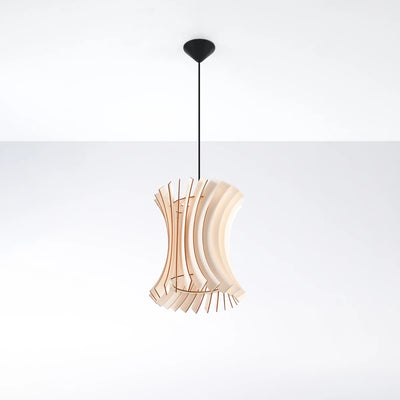 Sollux Lighting ORIANA hanging lamp wood, LED compatible, 220-240V, IP20, Matte Gold Brass finish