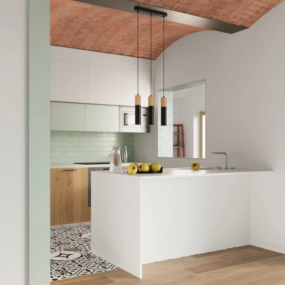Sollux Lighting Pablo 3 Pendant Lamp, 3xGU10, 230V, IP20, Black and Natural Wood