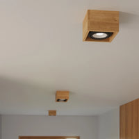 Sollux Lighting QUATRO 2 LED ceiling spotlight natural wood, IP20, 220-240V, CRI 80, matt gold aluminum