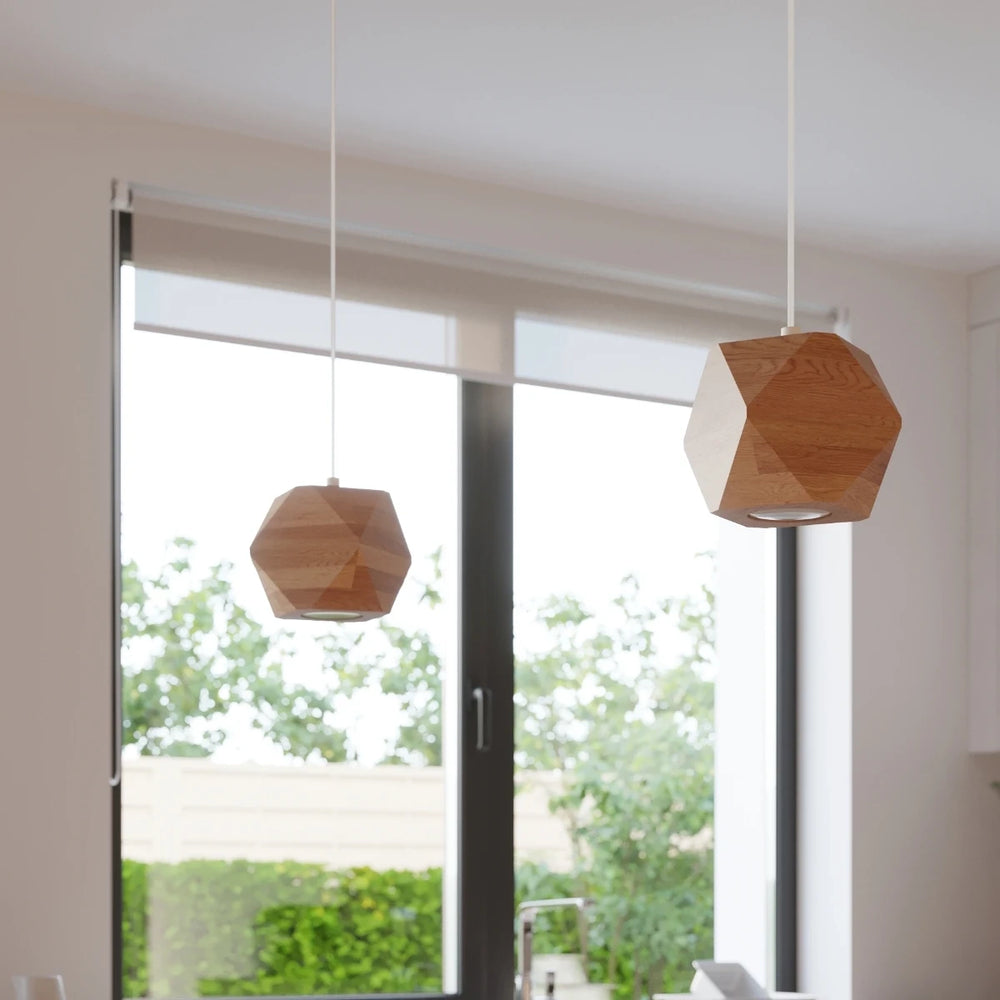 Sollux Lighting Woody hængelampe naturtræ, LED kompatibel op til 50W, IP20, CE RoHS, Mat guld finish