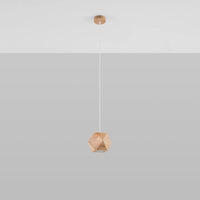Sollux Lighting Woody hængelampe naturtræ, LED kompatibel op til 50W, IP20, CE RoHS, Mat guld finish