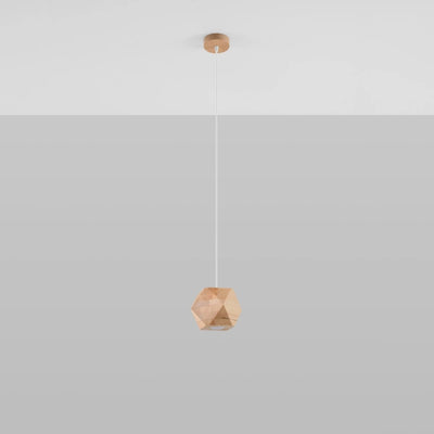 Sollux Lighting Woody hængelampe naturtræ, LED kompatibel op til 50W, IP20, CE RoHS, Mat guld finish