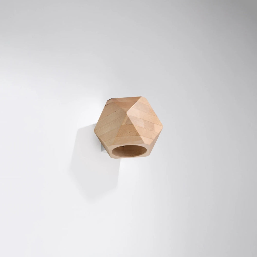 Sollux Lighting Woody væglampe naturligt træ, LED E27, IP20, Aluminium Mat Guld, 220-240V, CE RoHS