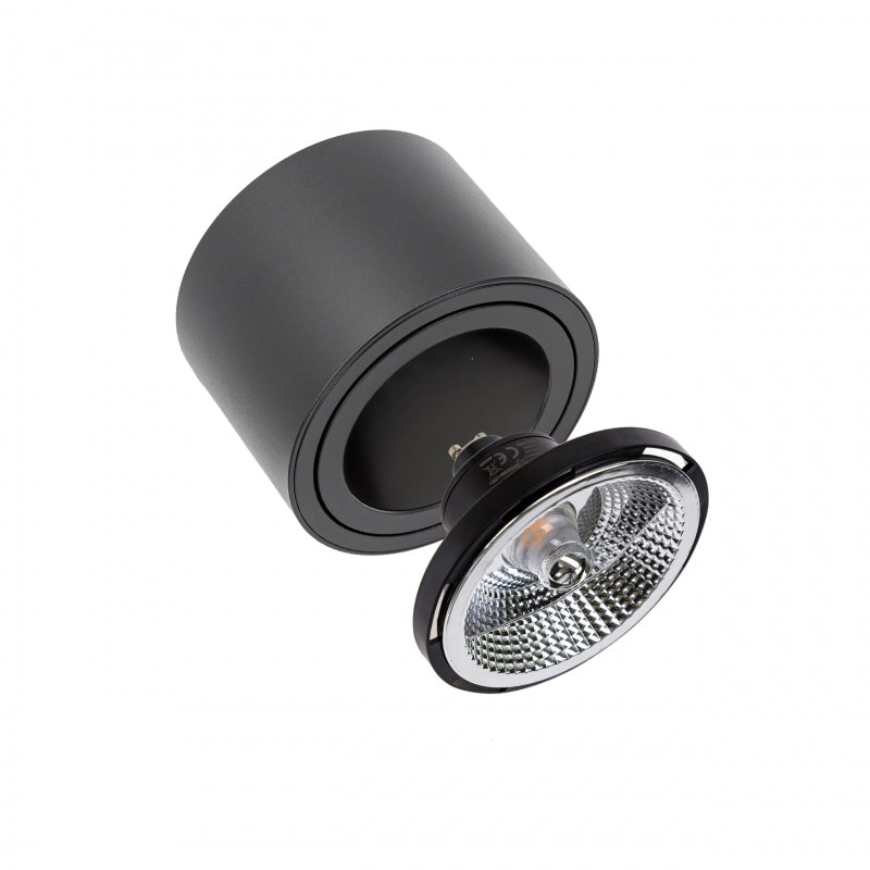 Spectrum CHLOE AR111 GU10 LED loftlampe, IP20, rund justerbar Sort aluminiumsarmatur, 20W maks 250V