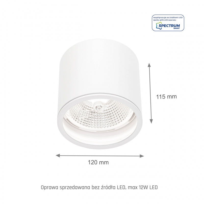 Spectrum CHLOE AR111 GU10 Overflademonteret Loftlampe IP65 Hvid Aluminium 250V Indendørs Udendørs