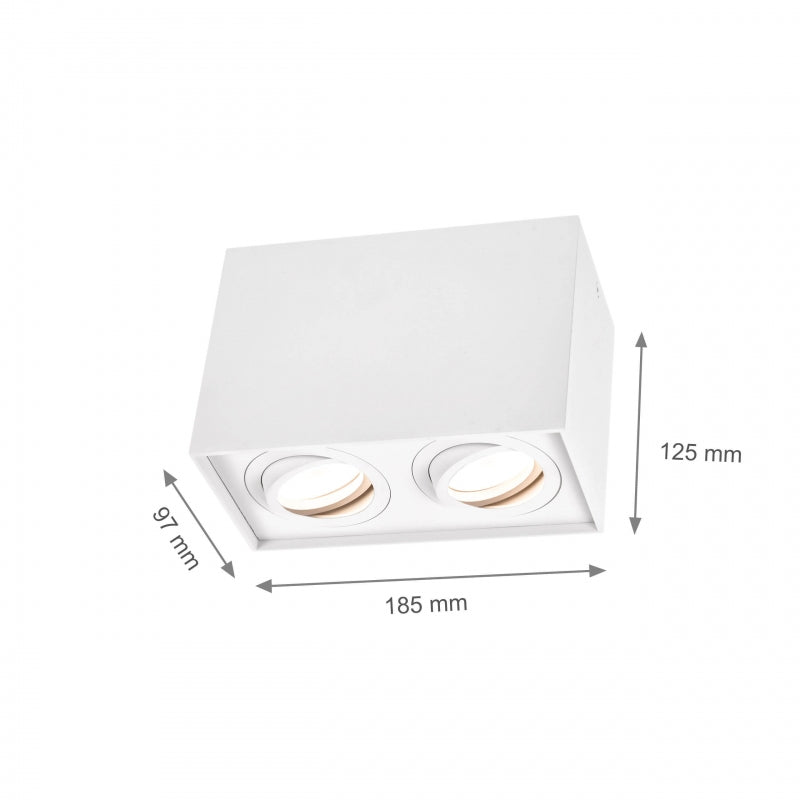 Spectrum CHLOE DUO Hvid Rektangulær Justerbar Loftspot 2xGU10 Overflademonteret IP20 Indendørs