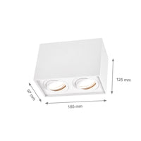 Spectrum CHLOE DUO White Rectangle Adjustable Ceiling Spot Light 2xGU10 Surface Mounted IP20 Indoor