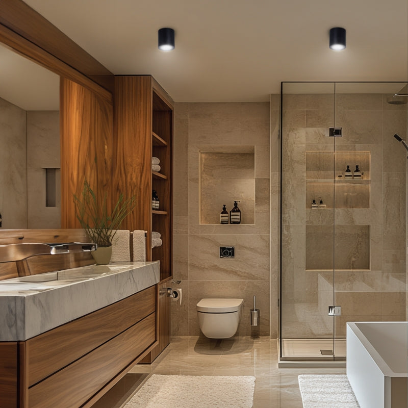 Spectrum CHLOE GU10 LED overfladelys Sort rund IP44 aluminiumshus 250V indendørs brug