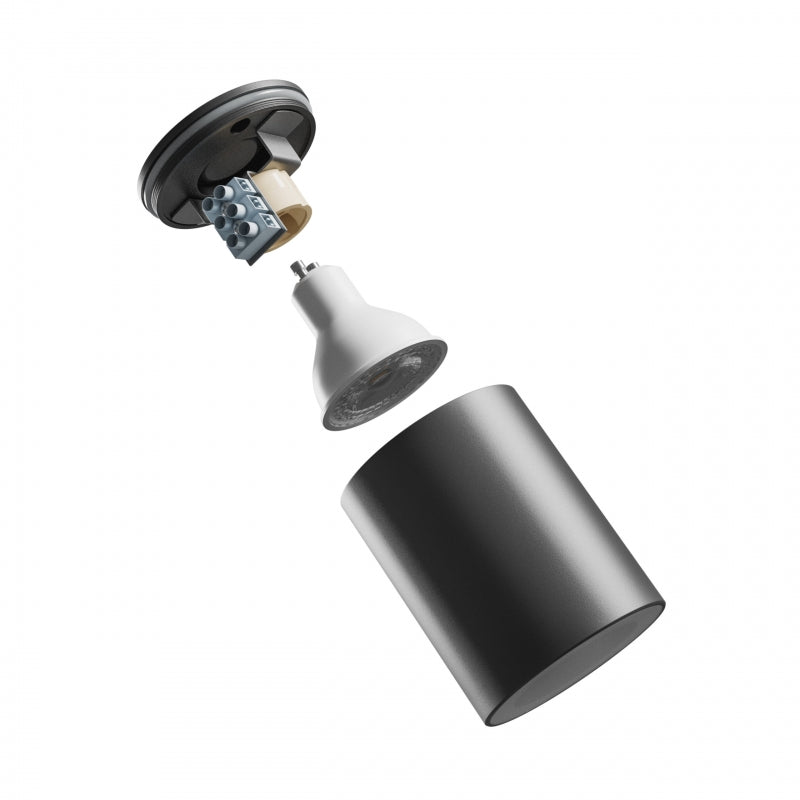 Spectrum CHLOE GU10 LED overfladelys Sort rund IP44 aluminiumshus 250V indendørs brug