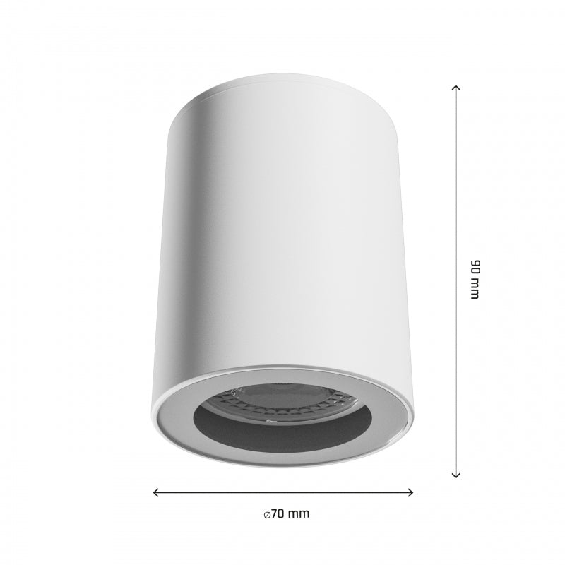Spectrum CHLOE GU10 Overflademonteret LED Spotlys 250V IP44 Aluminium Hvid Rund 70x90mm