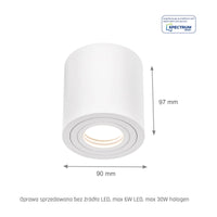 Spectrum CHLOE GU10 overflademonteret loftarmatur, Hvid, IP65, Aluminium Glas, 250V, 90x97mm