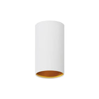 Spectrum CHLOE GU10 påbygget LED spot, Hvid Gylden cylinder, IP20, 250V, aluminiums hus, indendørs loftslampe