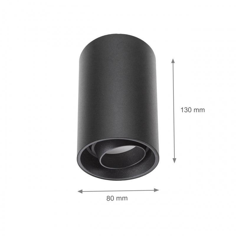 Spectrum CHLOE LED GU10 overflade spotlampe, IP20, maks. 10W, rund sort justerbar loftsarmatur