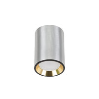 Spectrum CHLOE MINI GU10 påbygget loftslampe, Sølvfarvet krop med Guld ring og Sort kant, IP20