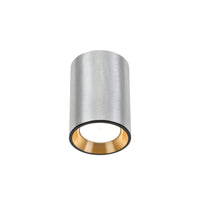 Spectrum CHLOE MINI GU10 påbygget loftslampe, Sølvfarvet krop med Guld ring og Sort kant, IP20