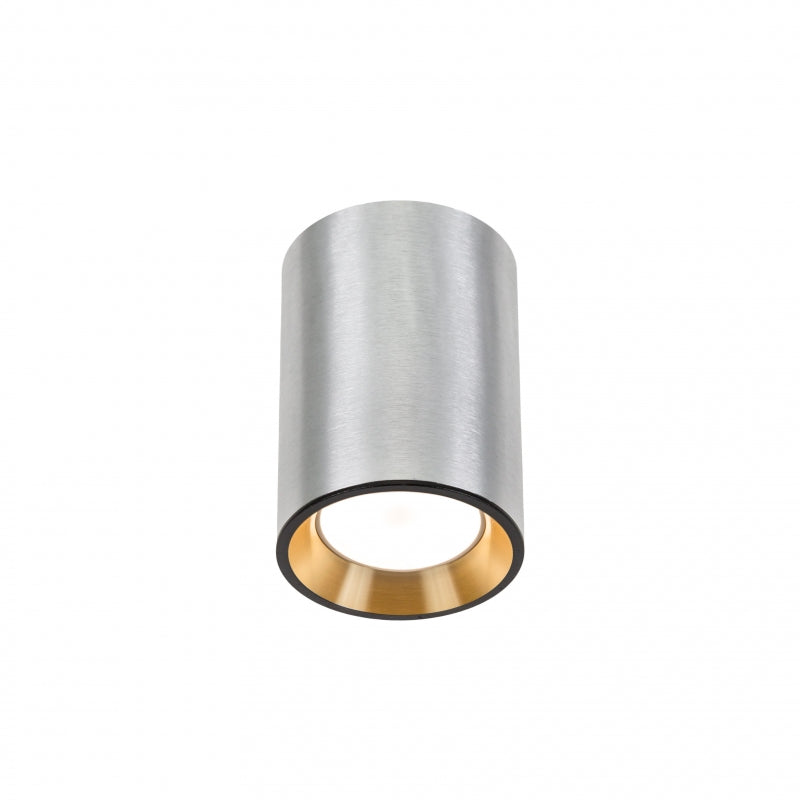 Spectrum CHLOE MINI GU10 påbygget loftslampe, Sølvfarvet krop med Guld ring og Sort kant, IP20