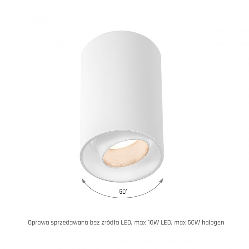 Spectrum CHLOE Spot GU10 LED Overflademonteret Lampe IP20 Hvid Justerbar 50° Loftmontering 250V Aluminium