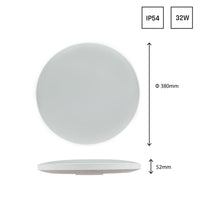 Spectrum LED loftlampe 32W 6000K 230V IP54 rund Hvid Sort 3450 lumen 115° lysvinkel påbygning