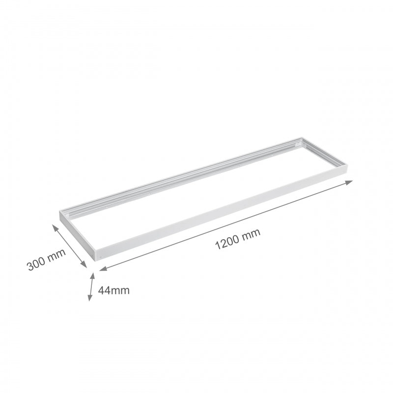 Spectrum LED ramme til påbygget ALGINE armatur 300x1200mm, Hvid aluminium polycarbonat konstruktion