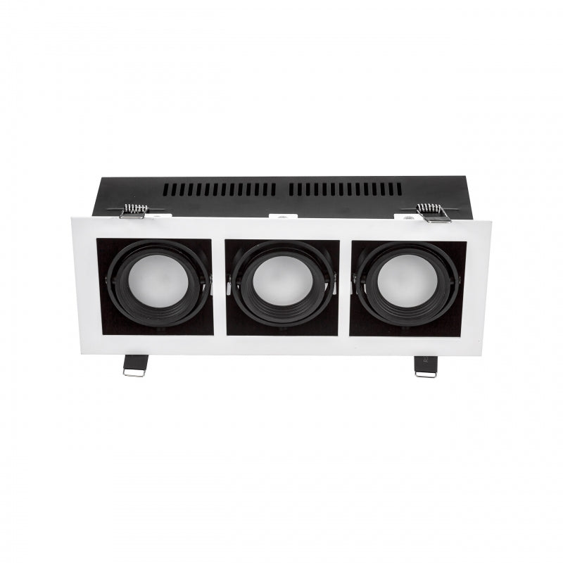 Spectrum LED indbygningsramme til 3x GU10, Hvidt aluminiumshus, maks. 3x10W, 250V, IP20 indendørs belysning