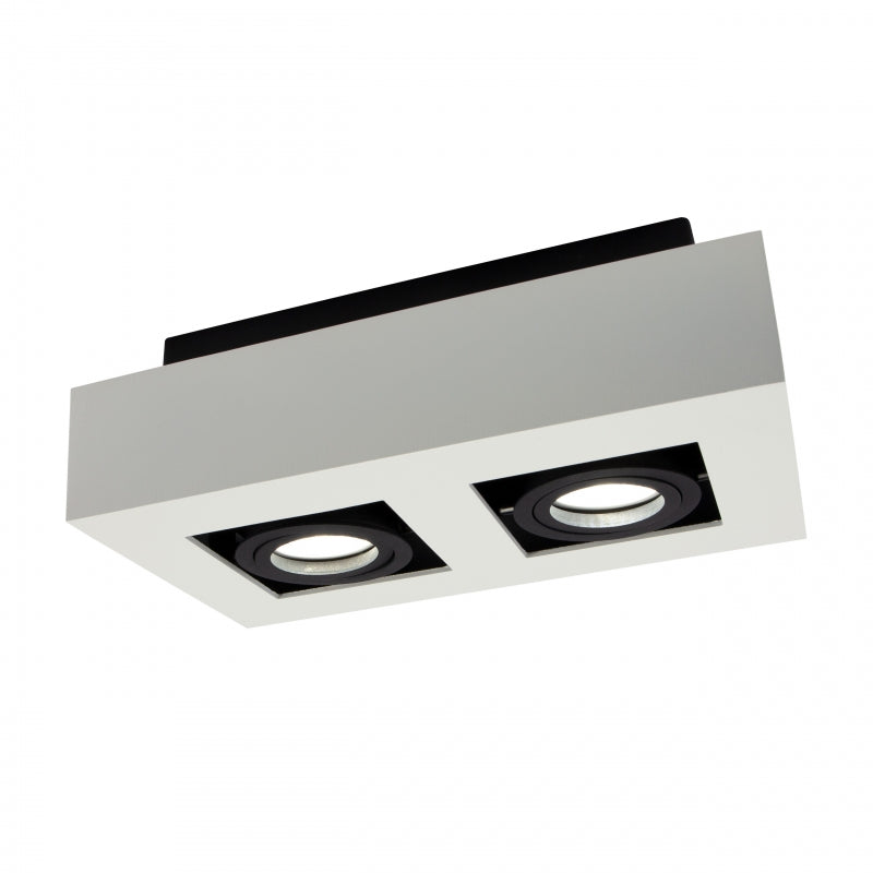 Spectrum MIRORA GU10 overflade loftsspot, 2x10W LED, 250V, IP20, justerbar, Hvid Sort aluminium