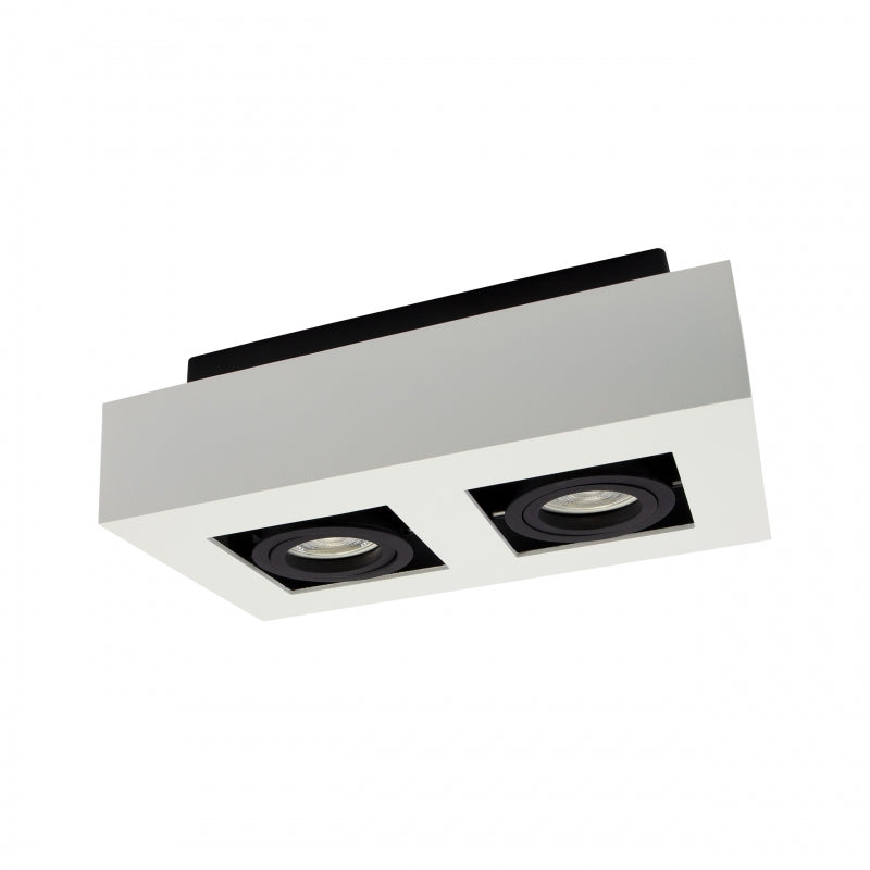 Spectrum MIRORA GU10 overflade loftsspot, 2x10W LED, 250V, IP20, justerbar, Hvid Sort aluminium