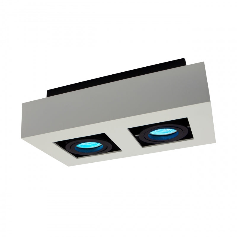 Spectrum MIRORA GU10 overflade loftsspot, 2x10W LED, 250V, IP20, justerbar, Hvid Sort aluminium