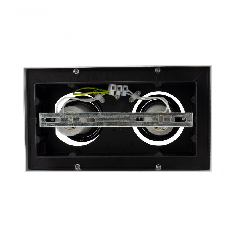 Spectrum MIRORA GU10 overflade loftsspot, 2x10W LED, 250V, IP20, justerbar, Hvid Sort aluminium