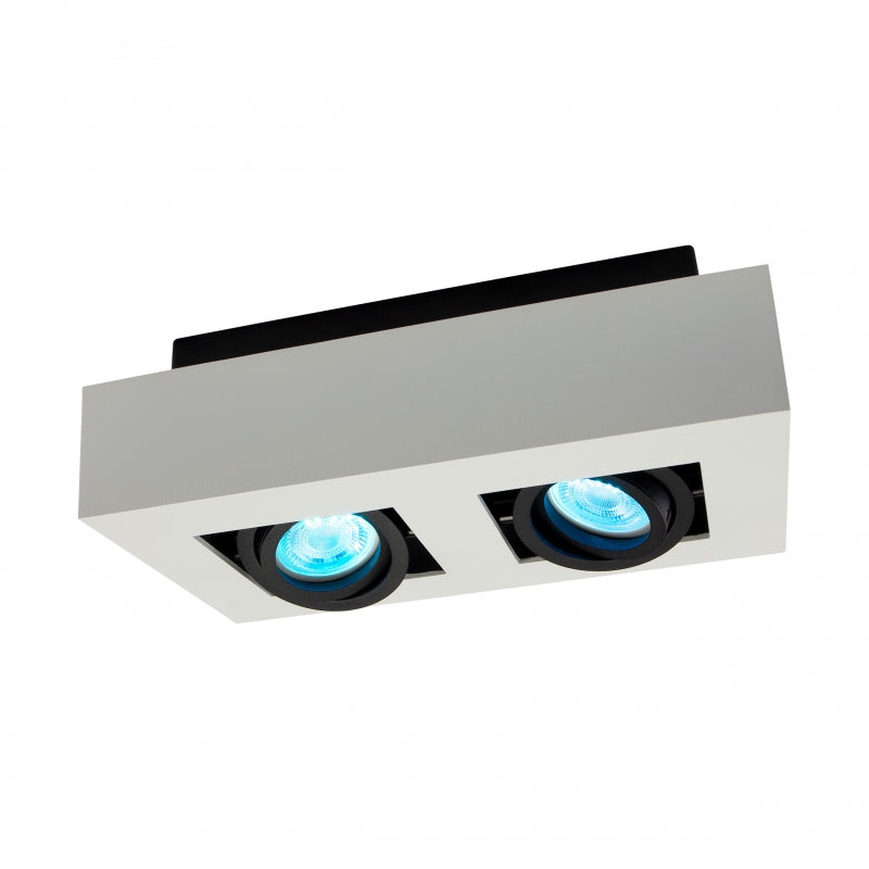 Spectrum MIRORA GU10 overflade loftsspot, 2x10W LED, 250V, IP20, justerbar, Hvid Sort aluminium