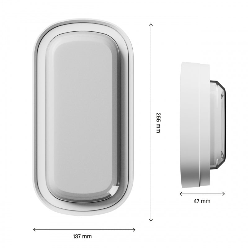 Spectrum PASTILO 15W LED oval påbygget lampe, CCT 230V, 1800 lumen, 120° strålevinkel, IP54 IK10, Hvid