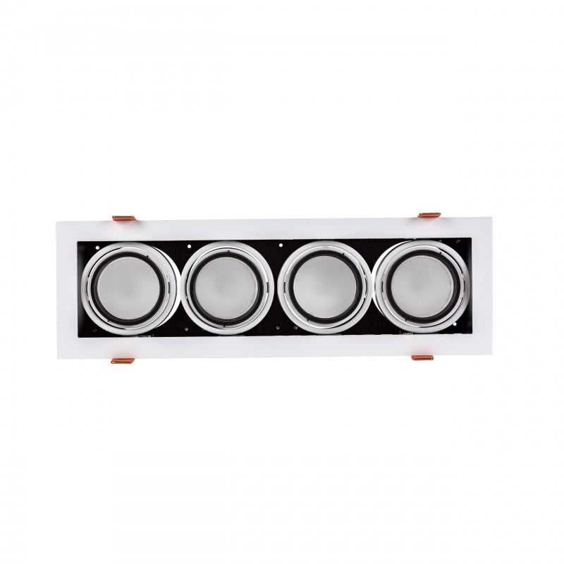 Spectrum indbygget LED GU10 x4 ramme, 4x10W, 250V, IP20, Hvid aluminiumsramme til indendørs belysning
