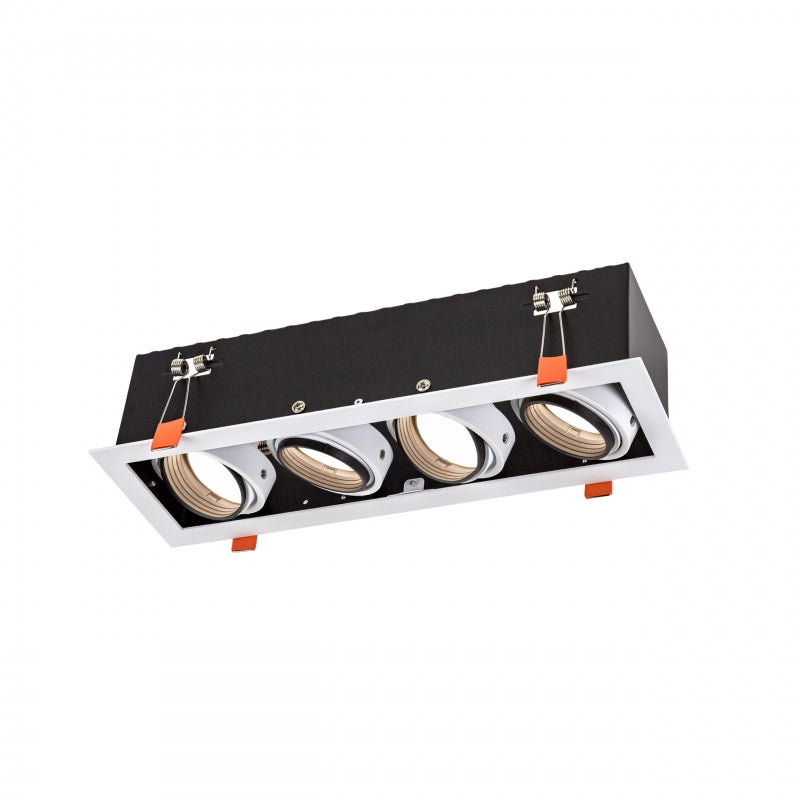 Spectrum indbygget LED GU10 x4 ramme, 4x10W, 250V, IP20, Hvid aluminiumsramme til indendørs belysning