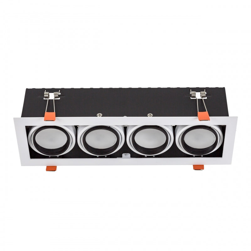 Spectrum indbygget LED GU10 x4 ramme, 4x10W, 250V, IP20, Hvid aluminiumsramme til indendørs belysning