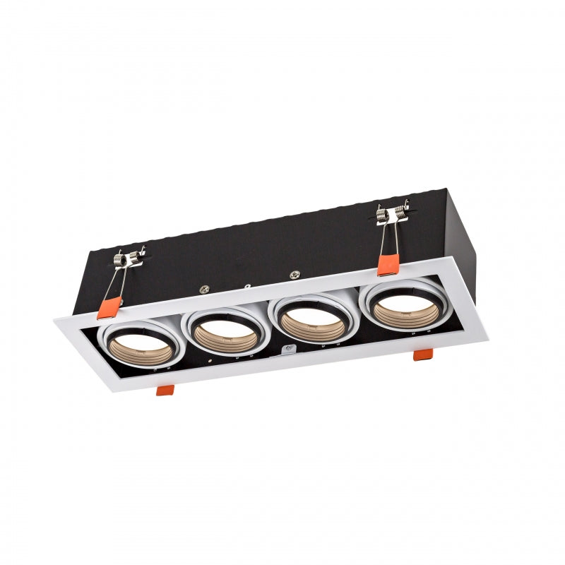 Spectrum indbygget LED GU10 x4 ramme, 4x10W, 250V, IP20, Hvid aluminiumsramme til indendørs belysning