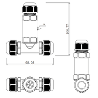 Lcb waterproof cable connector t-split 3 poles 95.93-106.77mm² IP68