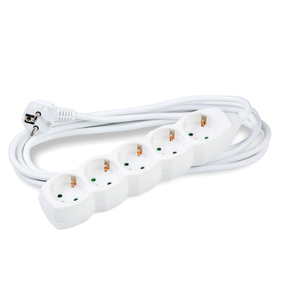 Technik 5-vejs stikdåse, 3m kobberkabel 1.5mm², 250V 16A Hvid med børnesikring