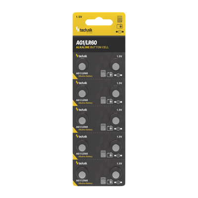 Technik Alkaline Knapcelle AG1 LR60 364 1.5V 10-pak pålidelige knapbatterier til ure og elektronik
