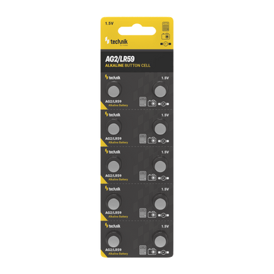 Technik Alkaline Knapcelle AG2 LR59 196 396 1.5V, 10-pak pålidelige knapbatterier til ure og enheder