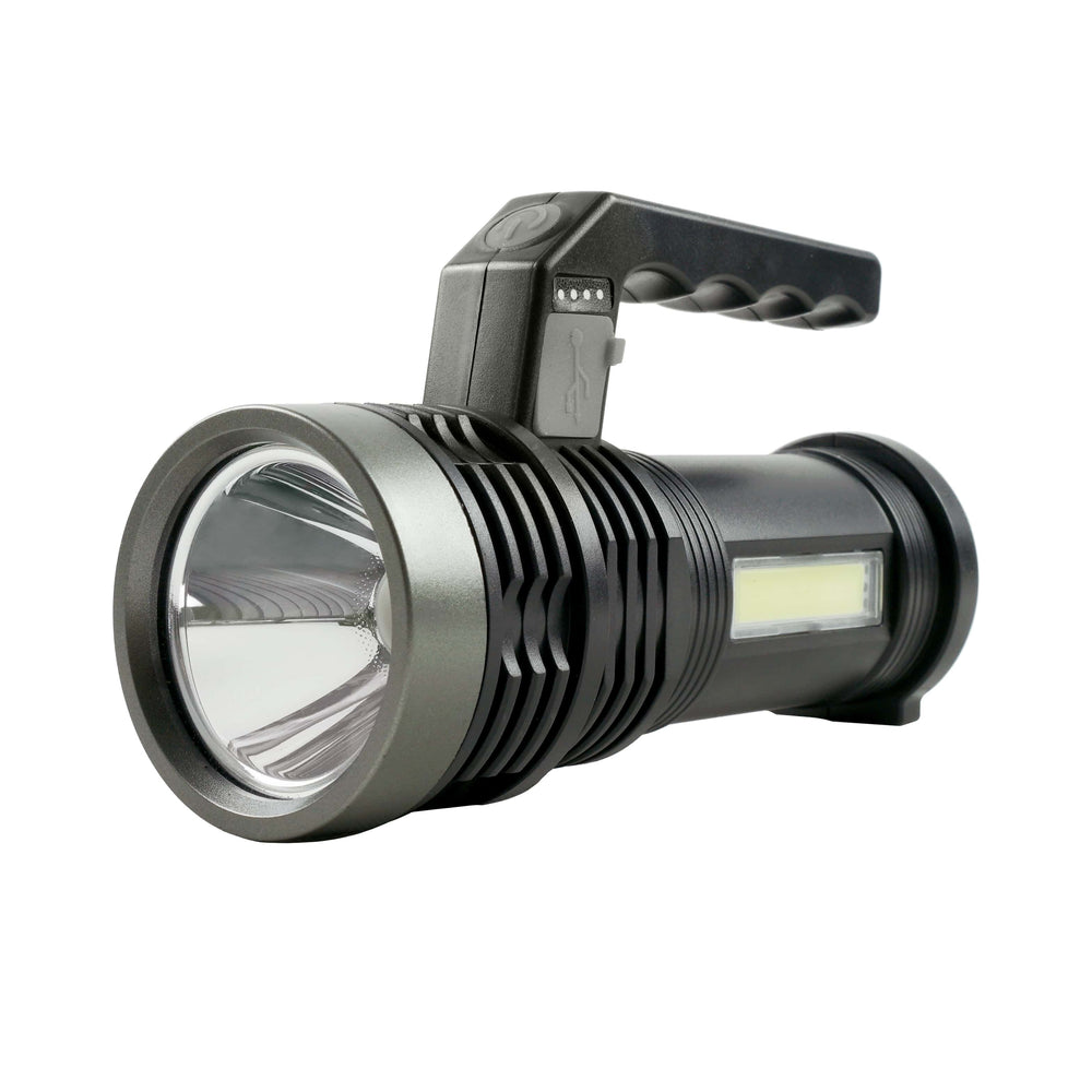 Technik håndholdt projektør C20 XPE+COB LED 300 lumen genopladelig 18650 batteri USB IPX2 Hvid